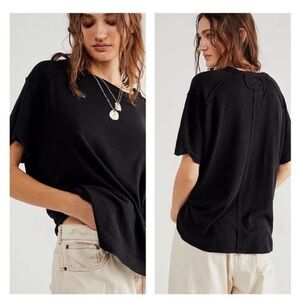Free People FP Care Linen Blend Boyfriend Tee